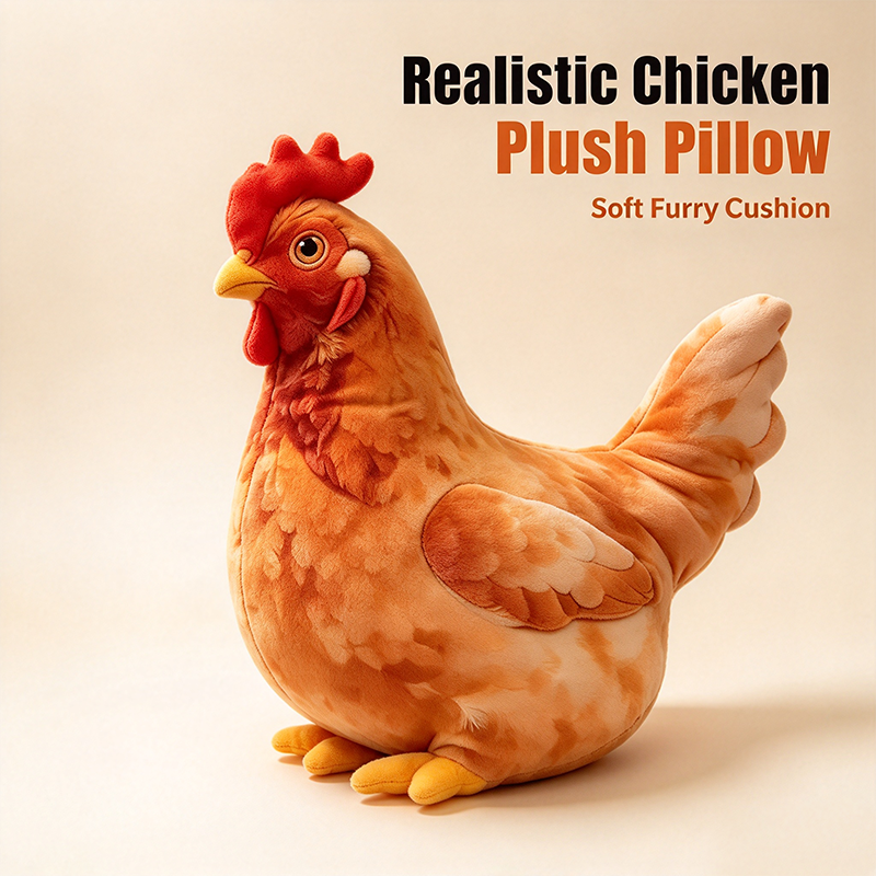 Chicken-Shaped Plush Pillow - Cute Hen Stuffed Animal, Realistic Look Home Decorative Cushion🐔