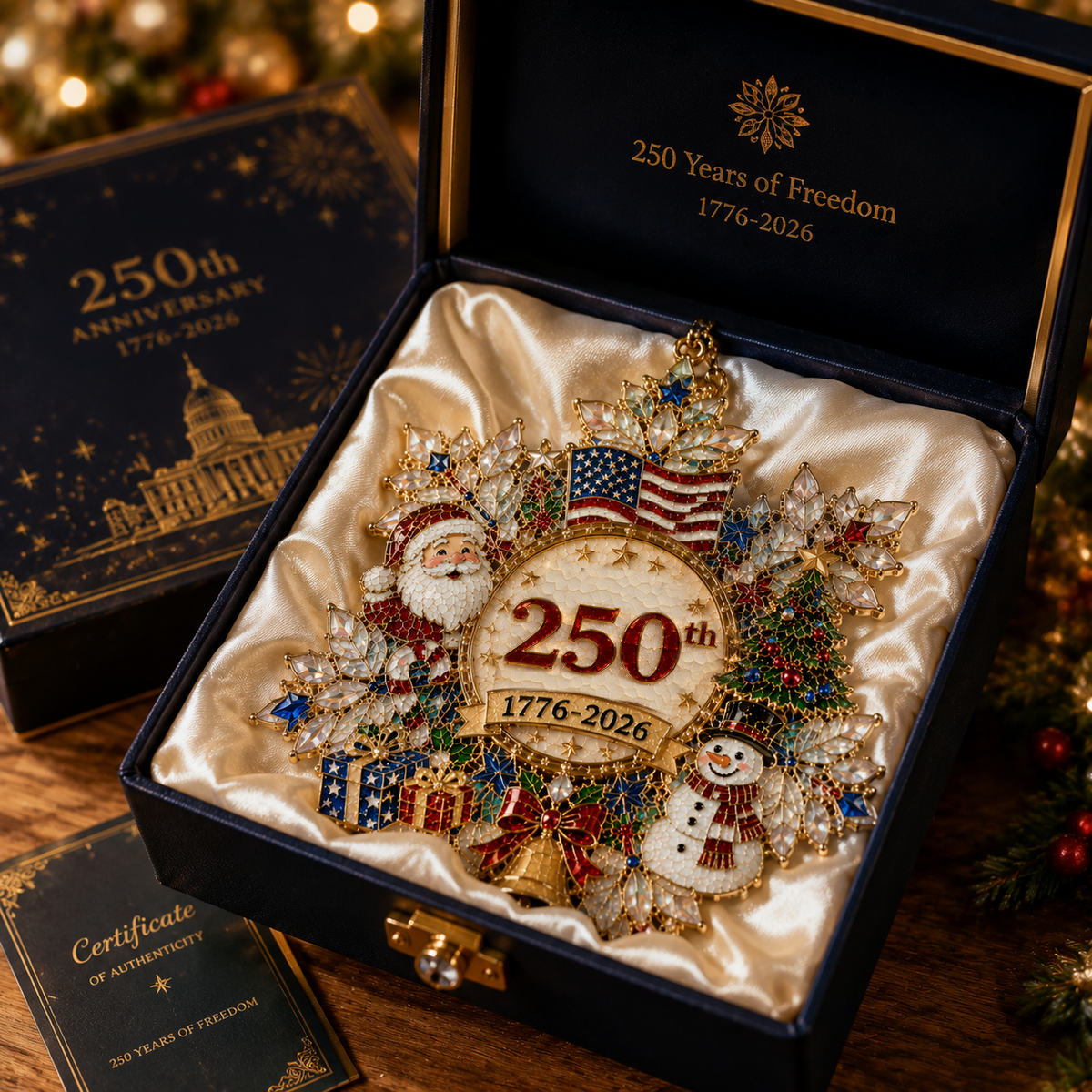 USA 250th Anniversary Snowflake Christmas Ornament – Patriotic Holiday Keepsake 1776–2026