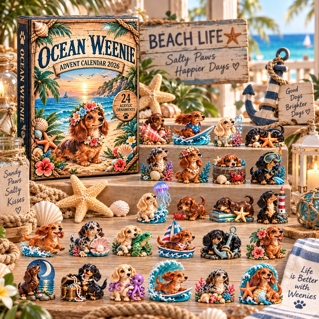 Surfing Dachshund Advent Calendar - 24 Days of Ocean-Themed Surprises