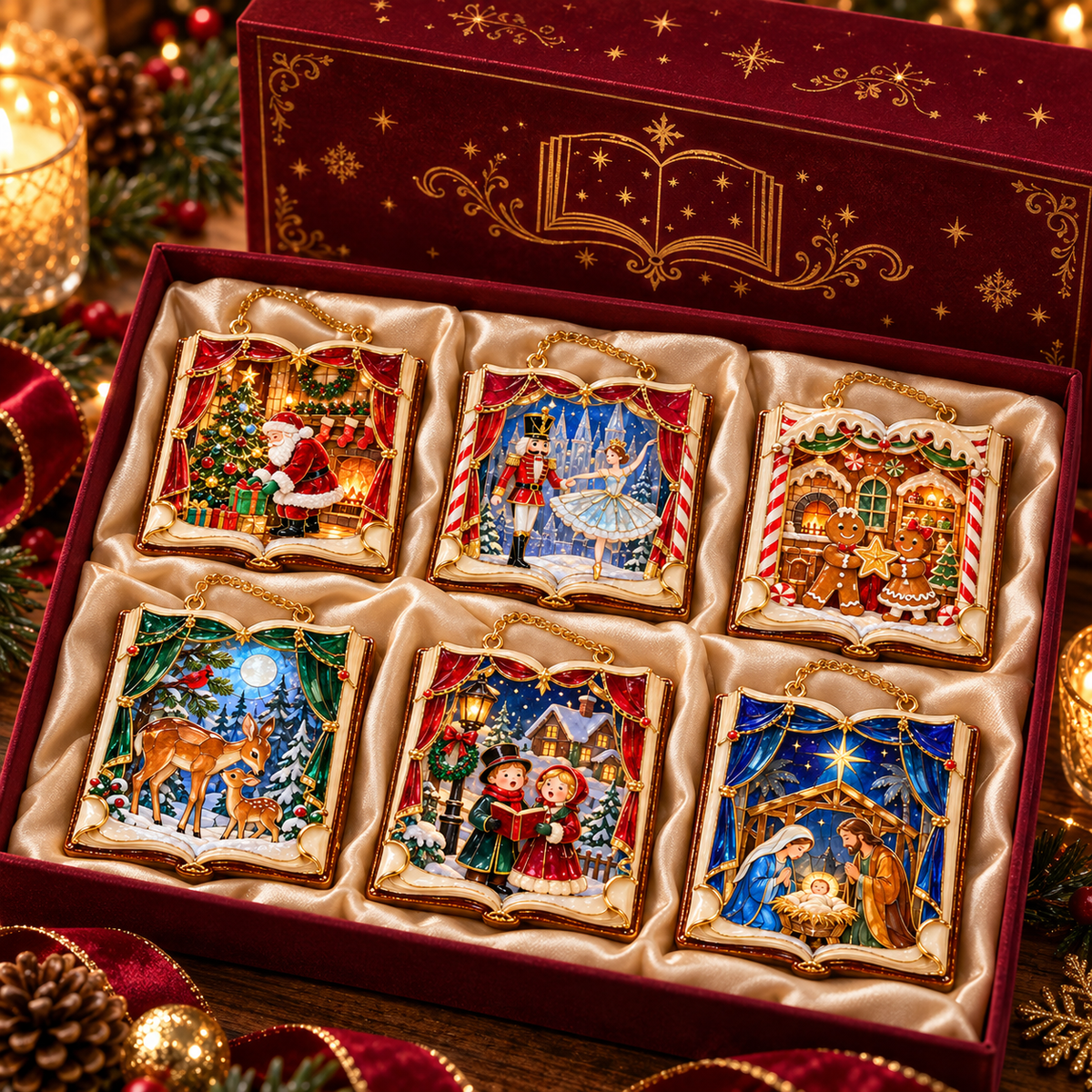 📖 2026 Christmas Storybook Ornaments – Set of 6 Magical Holiday Keepsakes