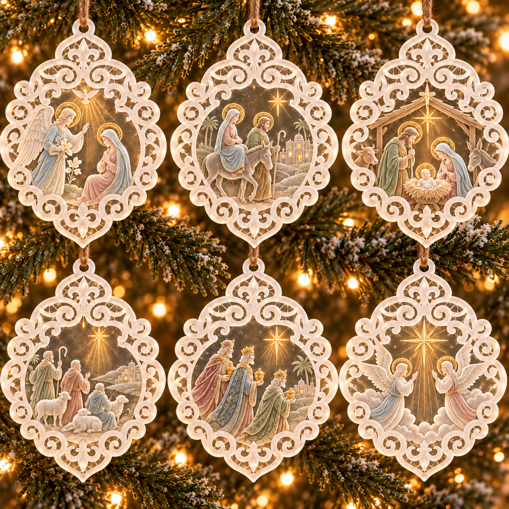 6-Piece Nativity Christmas Ornament Collection – Elegant  Holy Family, Guardian Angels, Three Wise Men & Bethlehem Scene Ornaments | Religious Christmas Tree Decorations & Christian Keepsake Gifts