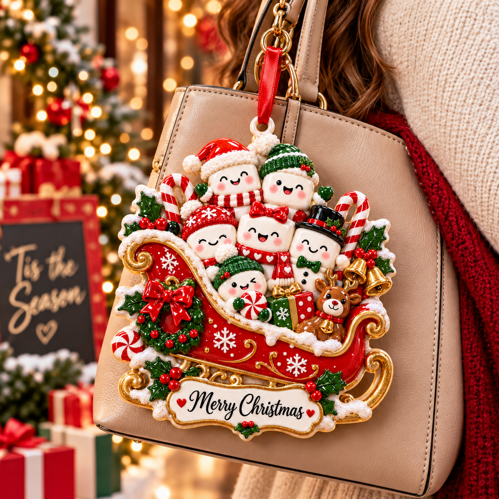 Christmas Marshmallow Family Sleigh Ornament - image 8