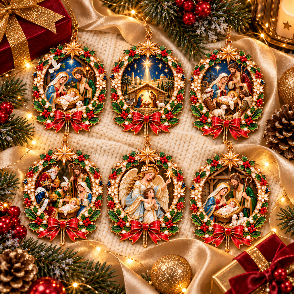 2026 Nativity Christmas Ornaments – 6-Piece Holy Family & Bethlehem Keepsake Collection | Faith-Inspired Christmas Tree Decorations & Meaningful Religious Gifts