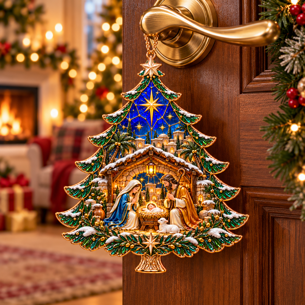 2026 Nativity Christmas Tree Ornament – Stained Glass Holy Family Keepsake, Meaningful Faith Gift & Holiday Décor