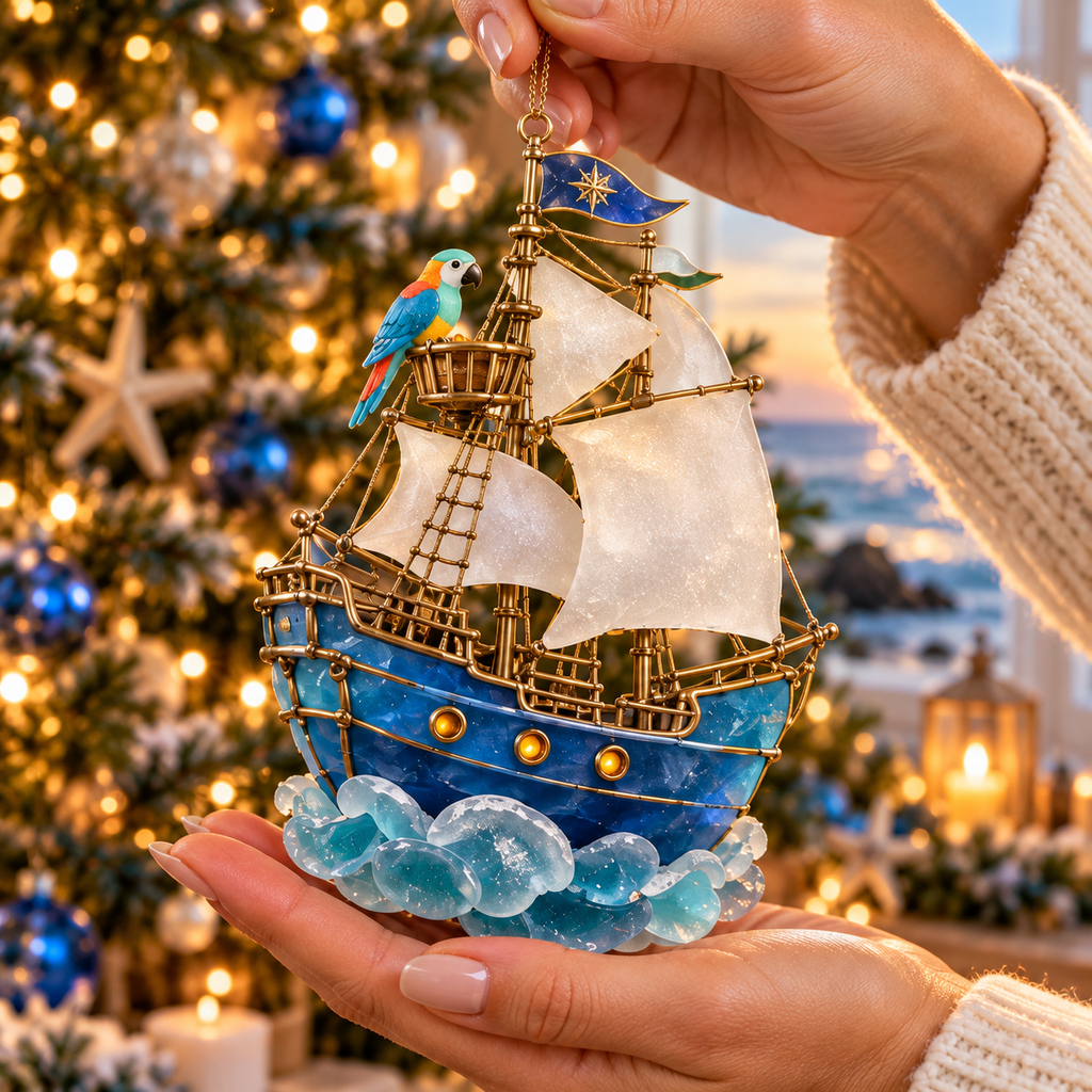 ⛵ 2026 Coastal Christmas Sailing Ship Ornaments – Set of 6 Nautical Holiday Keepsakes