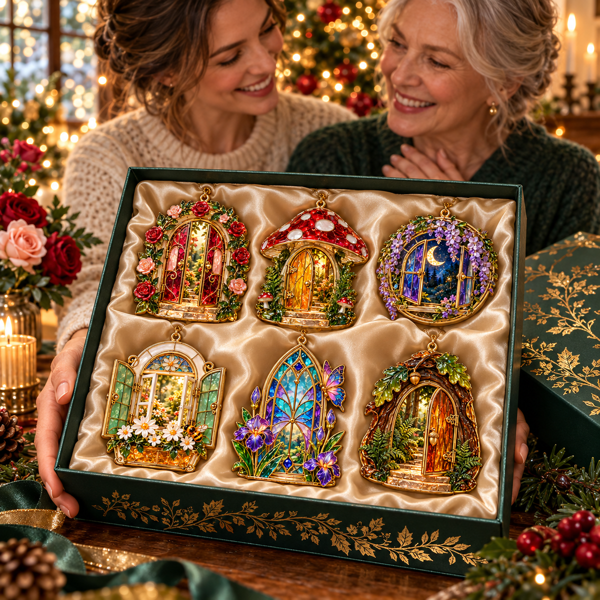 ✨ 2026 Enchanted Stained Glass Fairy Doors & Windows Christmas Ornaments – Set of 6