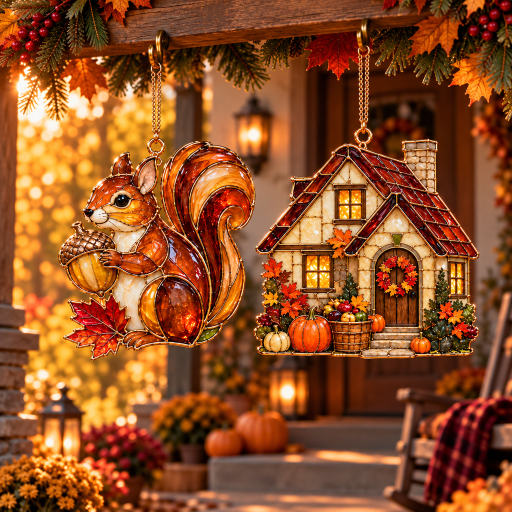 ✨ 2026 Thanksgiving Stained Glass Ornaments – Set of 6