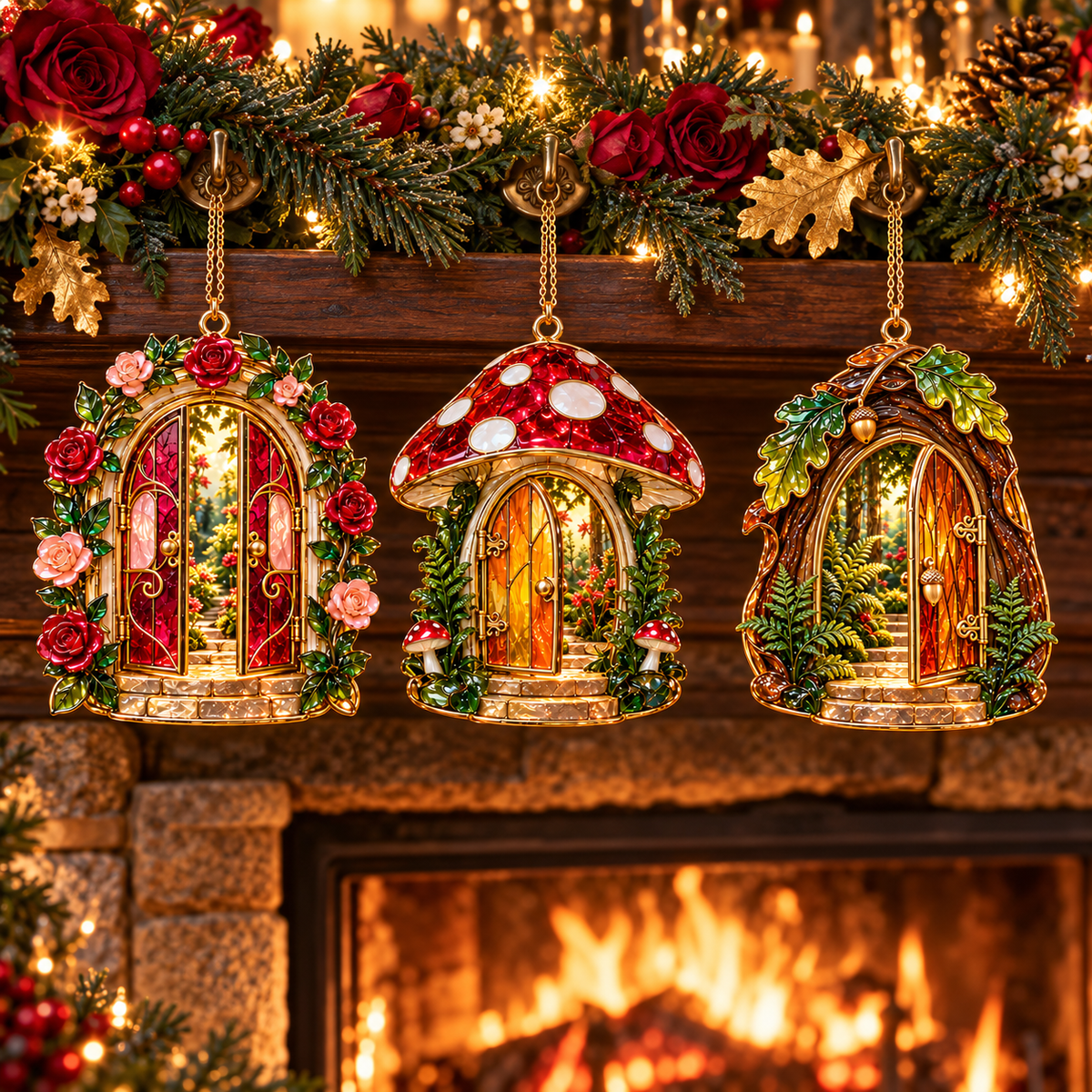 ✨ 2026 Enchanted Stained Glass Fairy Doors & Windows Christmas Ornaments – Set of 6