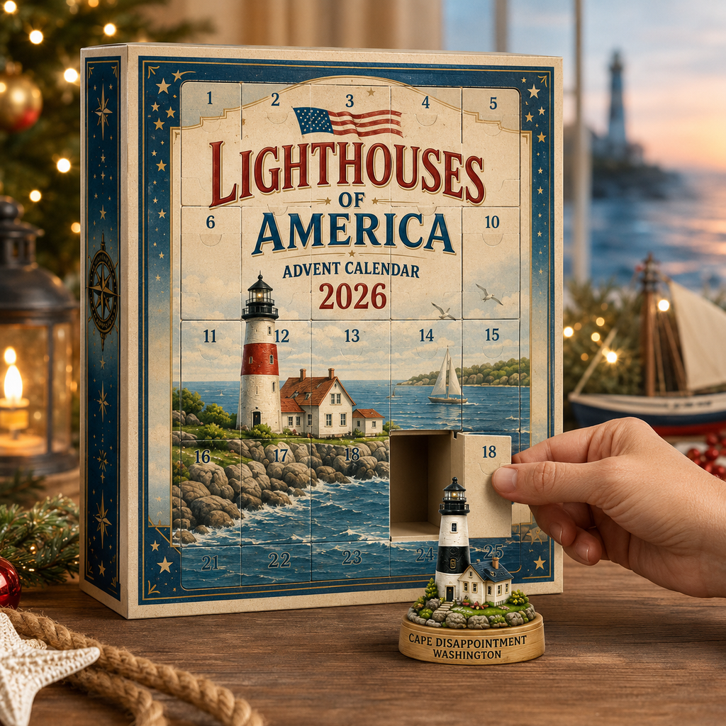 Lighthouses of America Advent Calendar 2026 – 24-Day Coastal Heritage Countdown, Collector-Grade Lighthouse Miniatures