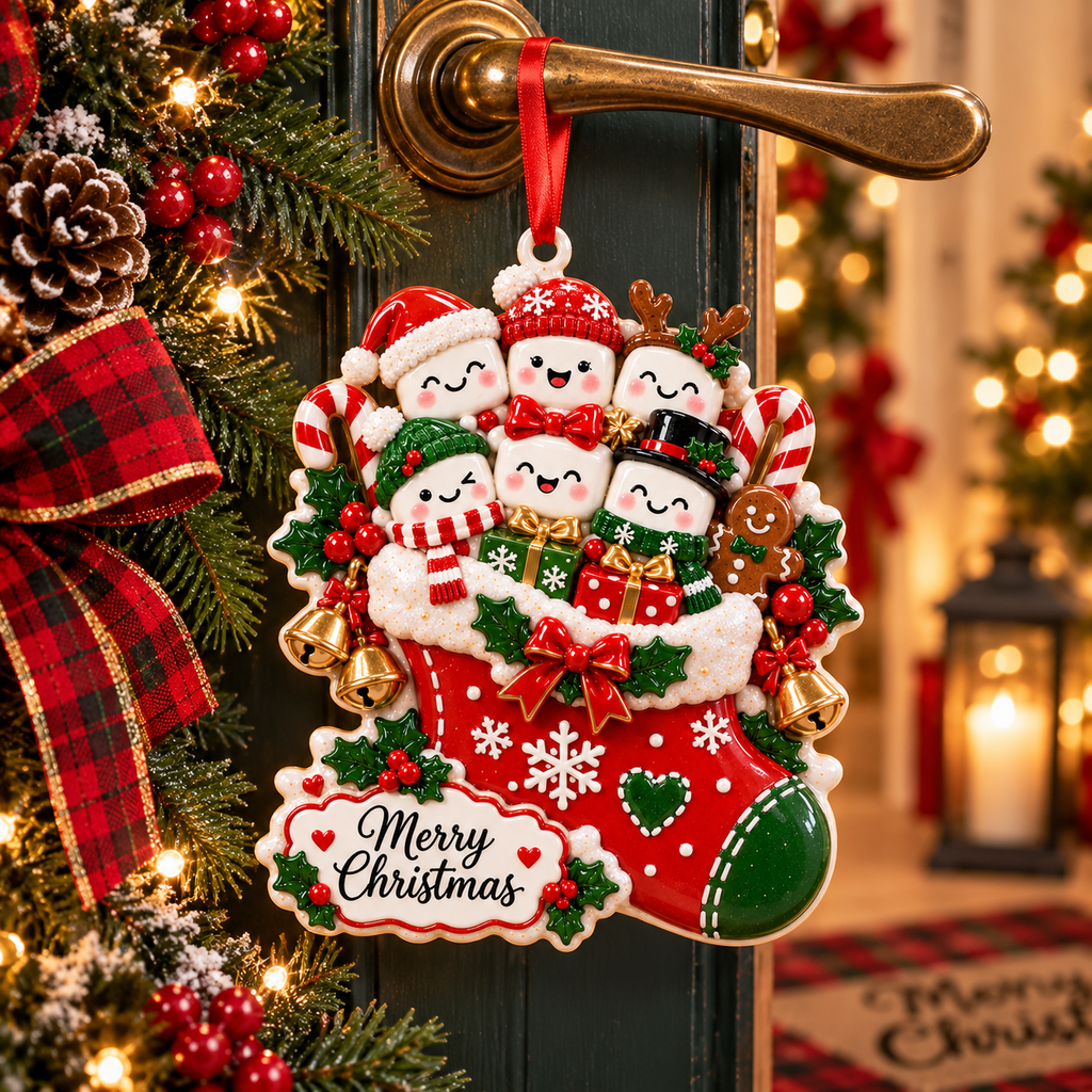 Christmas Marshmallow Family Stocking Ornament - image 6