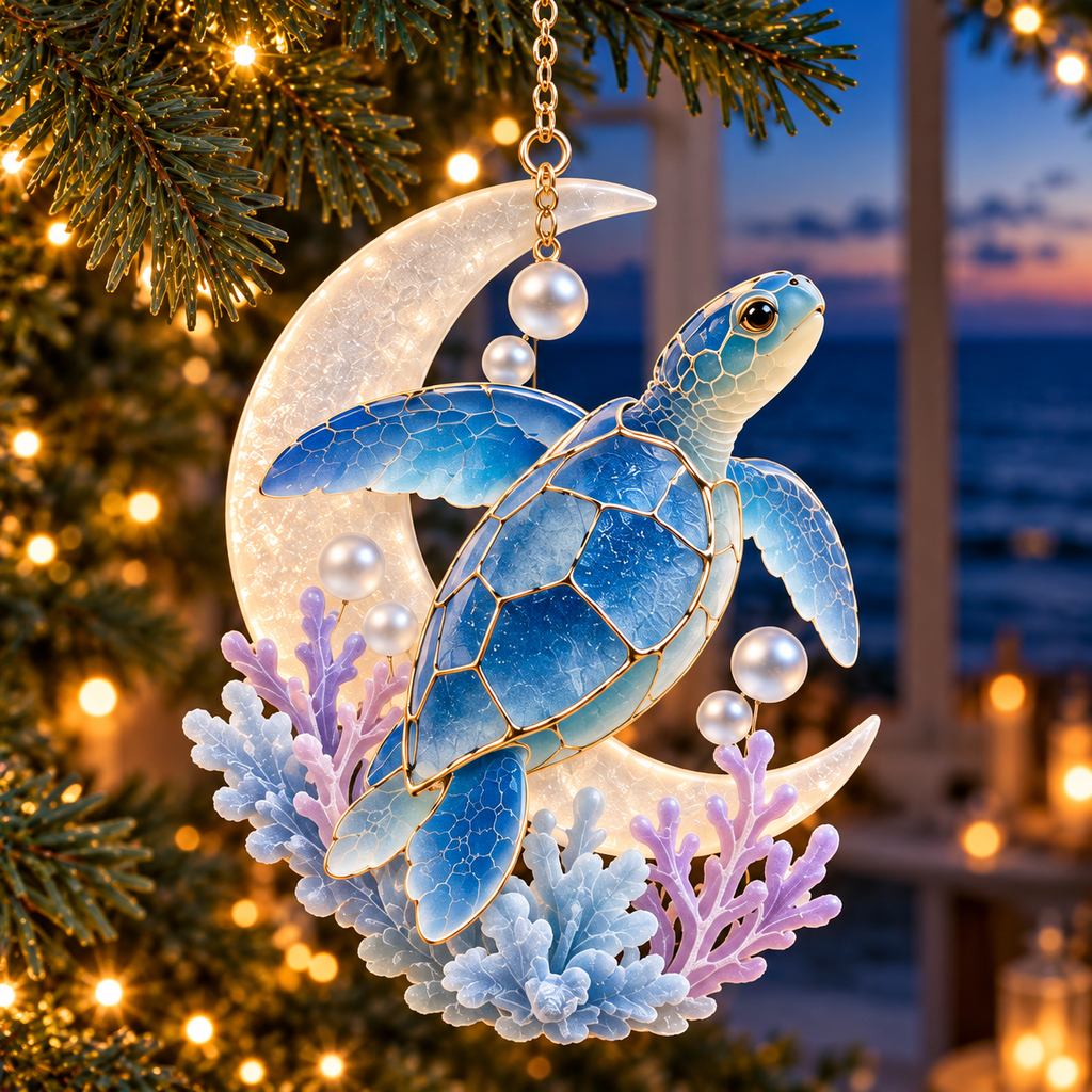 🐢 2026 Ocean Christmas Sea Turtle Ornaments – Set of 6 Coastal Holiday Keepsakes