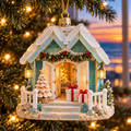 🌊 2026 Coastal Christmas Cottage Ornaments – Set of 6 Beach House Holiday Keepsakes