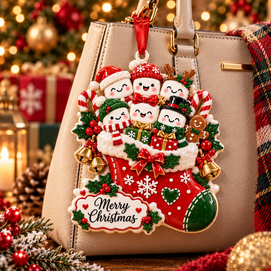 Christmas Marshmallow Family Stocking Ornament - image 9