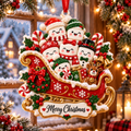 Christmas Marshmallow Family Sleigh Ornament - image 1