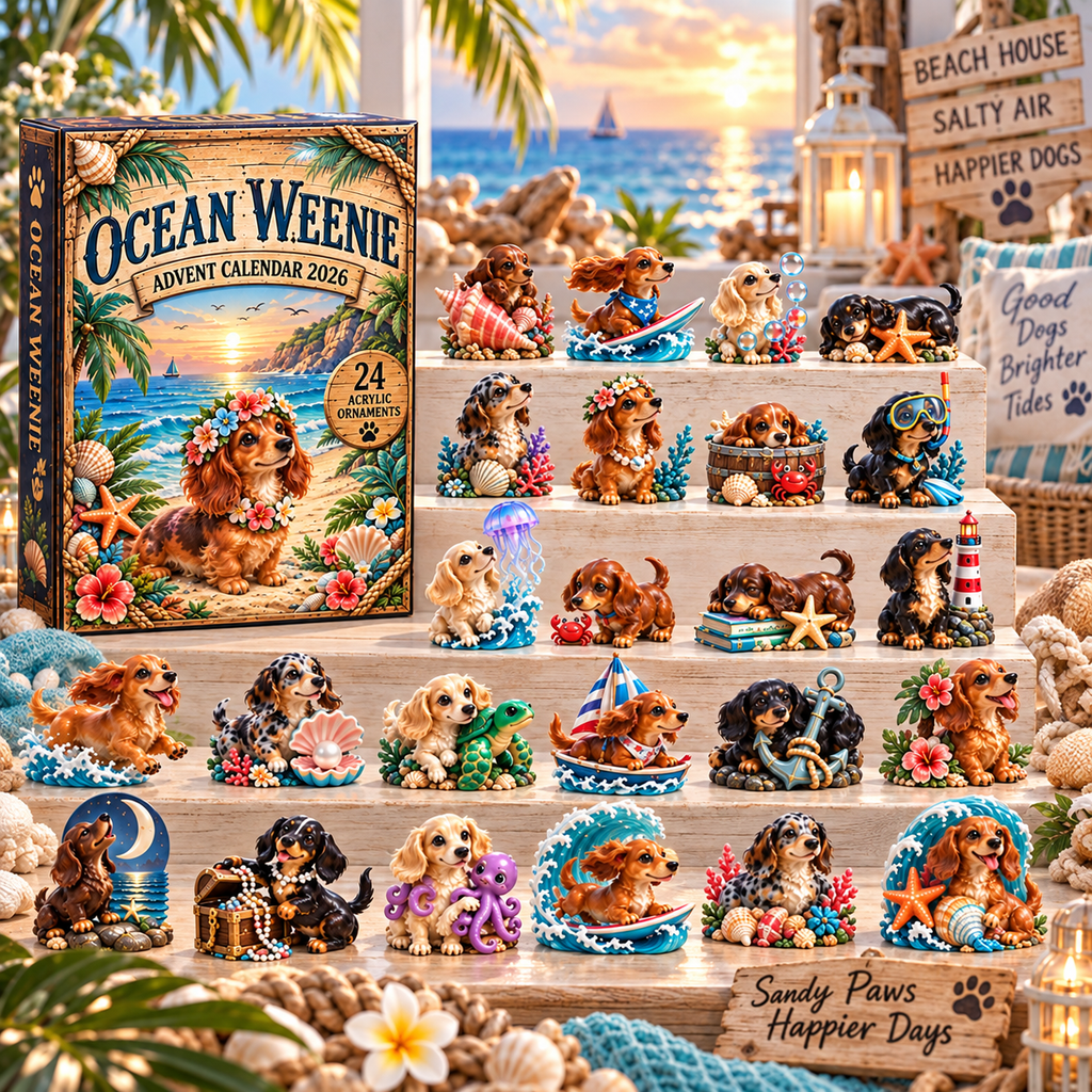 Surfing Dachshund Advent Calendar - 24 Days of Ocean-Themed Surprises