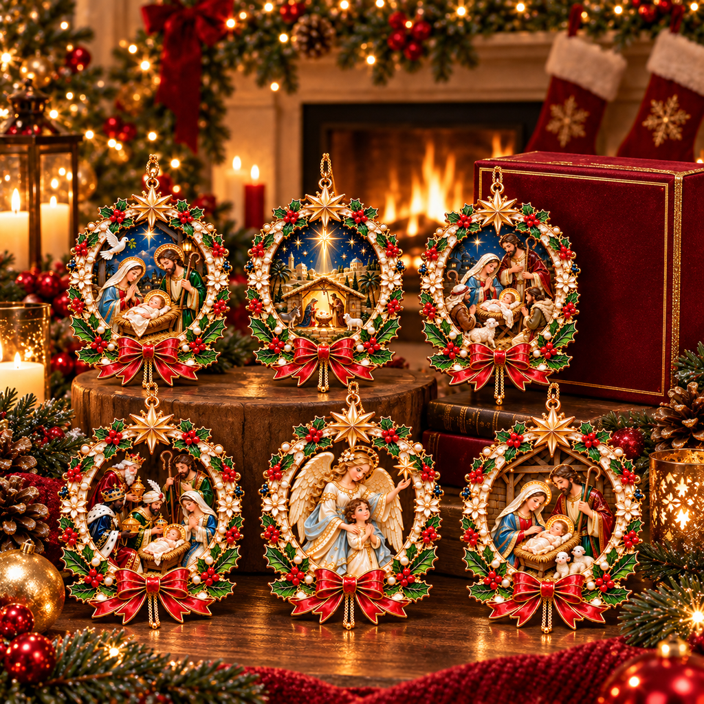 2026 Nativity Christmas Ornaments – 6-Piece Holy Family & Bethlehem Keepsake Collection | Faith-Inspired Christmas Tree Decorations & Meaningful Religious Gifts