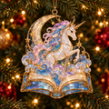 🎄 2026 Enchanted Storybook Christmas Ornaments – Set of 6 |  Stained Glass Fairy Tale Castle, Unicorn, Fairy, Mermaid, Dragon & Snowy Village Hanging Decorations | Magical Christmas Tree Ornaments & Fantasy Lover Gifts