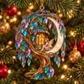 ✨ 2026 Enchanted Stained Glass Treehouse Christmas Ornaments – Set of 6 |  Fairy Tree Houses, Autumn Maple, Acorn Cottage & Moonlight Willow Hanging Decorations | Magical Christmas Tree Ornaments & Fairy Garden Gifts