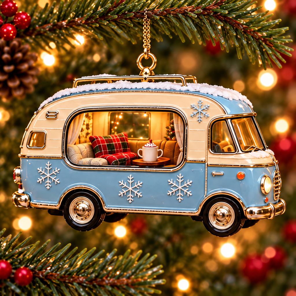 Vintage Christmas Camper Ornaments – 6-Piece Retro Holiday RV Collection | Cozy Christmas Tree Decorations & Heartwarming Keepsake Gifts