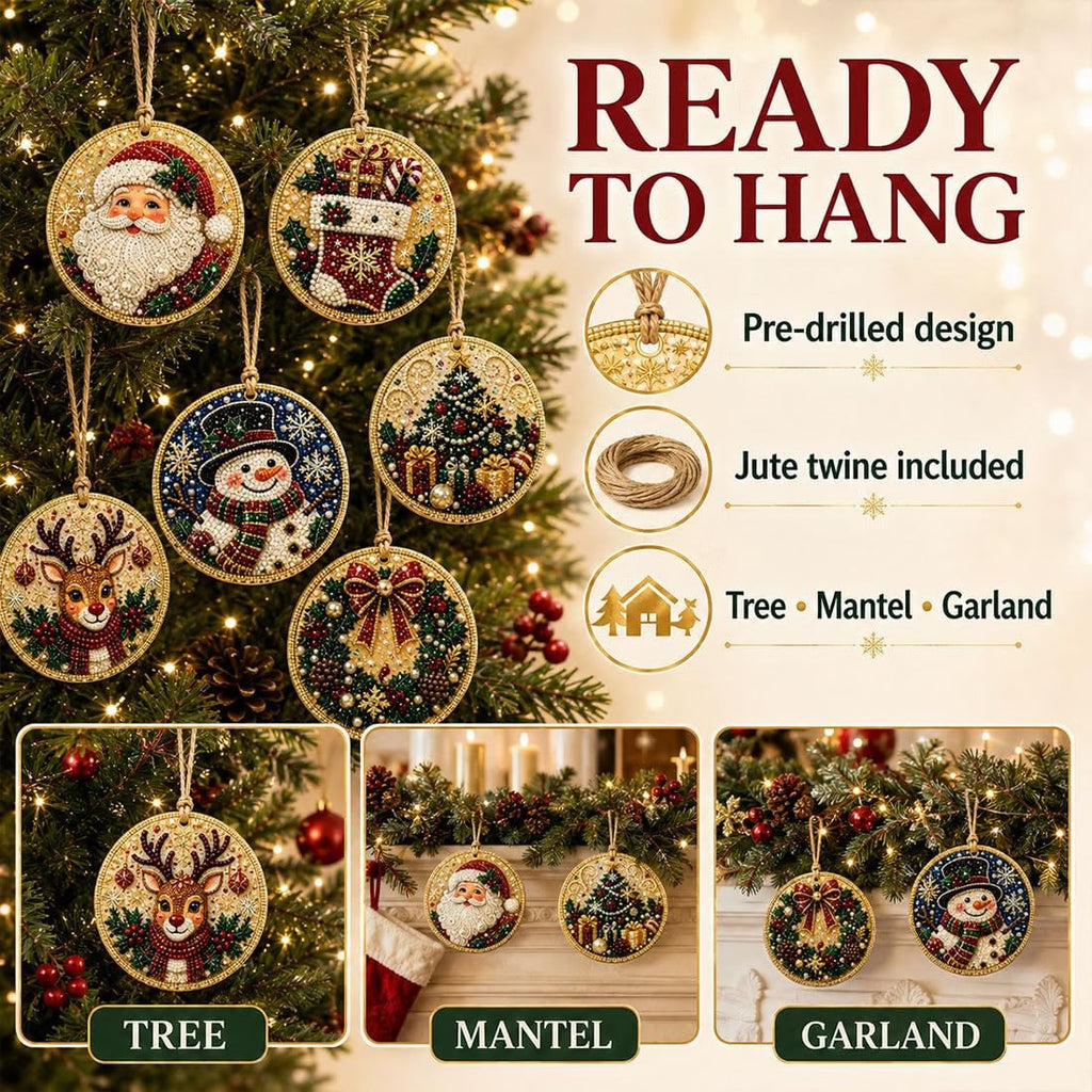 🎄👻 ✨ 60,000+ Sold🏵️6 Pcs Christmas DIY Diamond Painting Ornaments