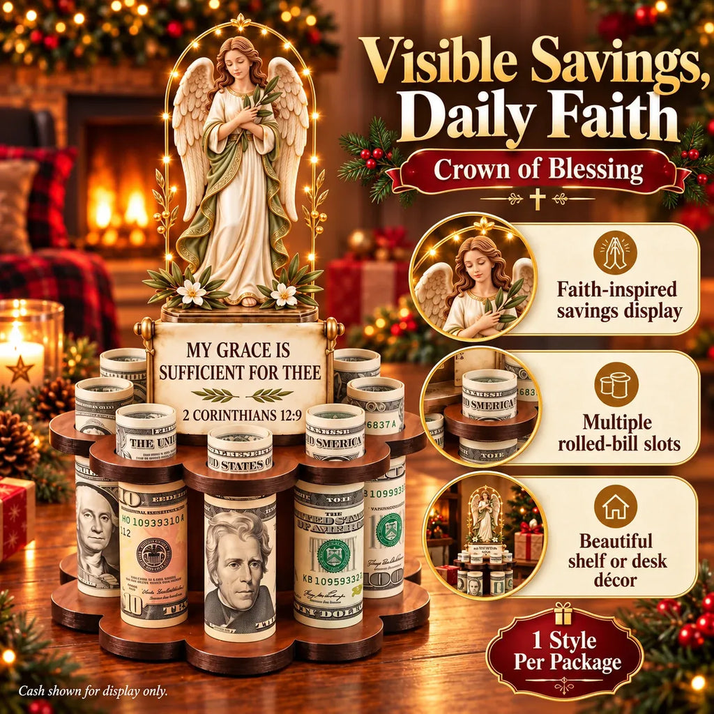 🙏 Bible Verse Savings Challenge Stand – Christian Cash Organizer & Faith-Inspired Gift