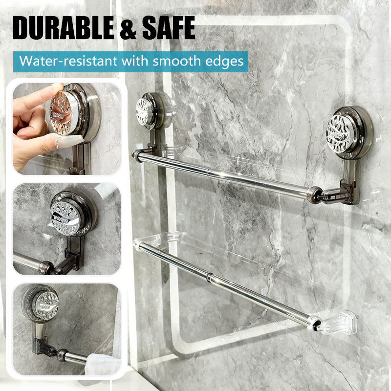 Hang Towels Instantly! No-Drill Adjustable Suction Cup Towel Bar